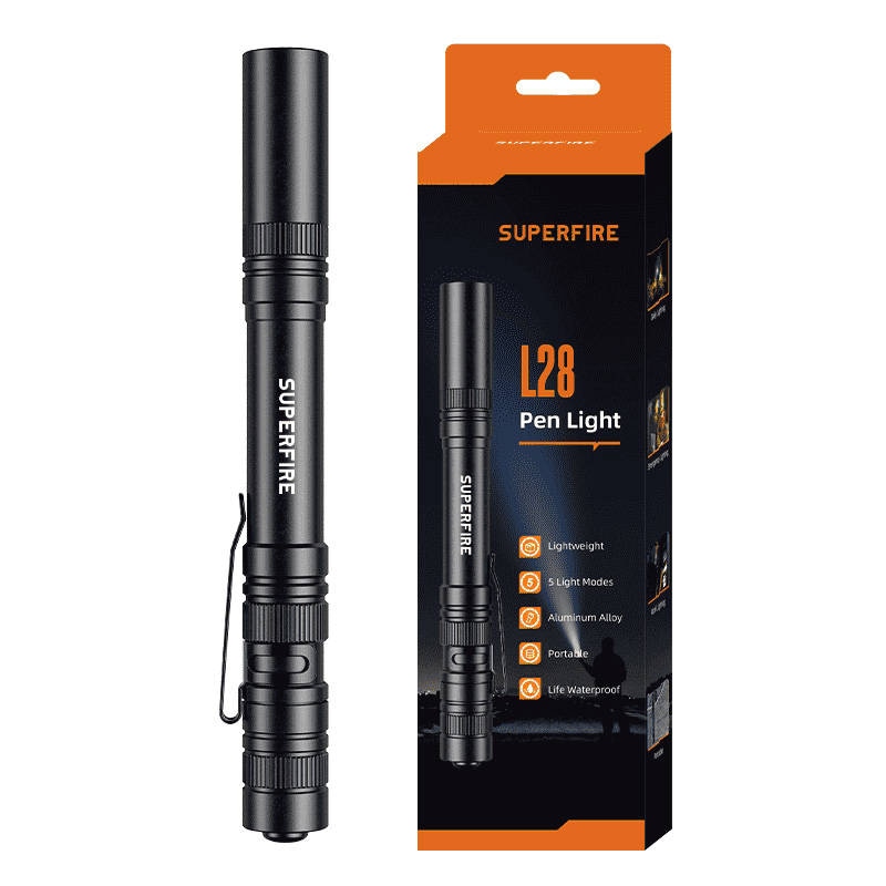 Superfire L28 lommelykt, 121 lm, 5W, 52 m, 5 moduser