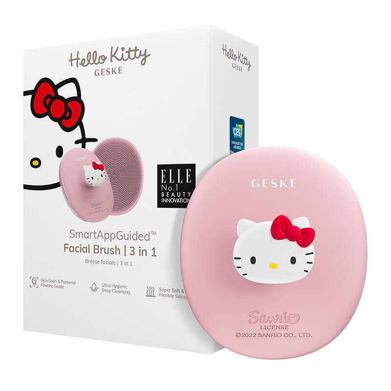 Ansiktsrengjøringsbørste 3in1 med håndtak Geske med APP (Hello Kitty rosa)