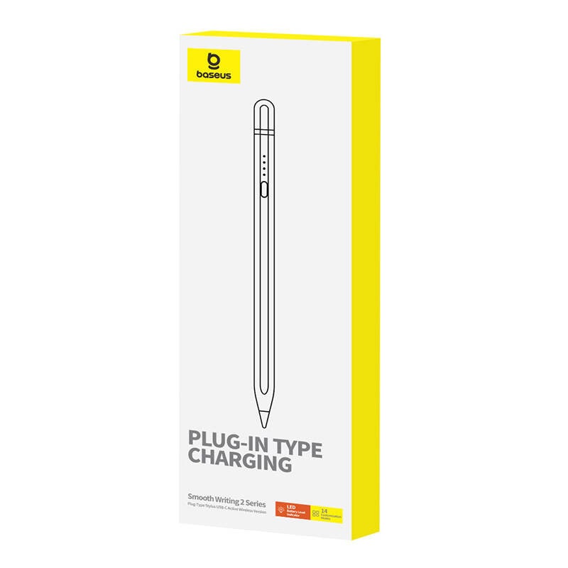 Aktiv penn Baseus Smooth Writing Series med trådløs lading, USB-C (hvit)