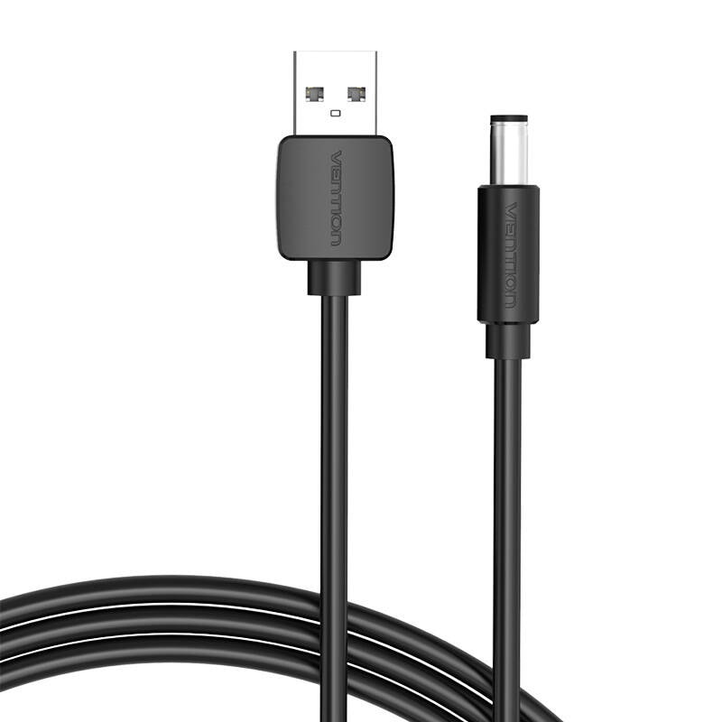 Strømkabel USB 2.0 til DC 5,5 mm fatkontakt 5V Vention CEYBF 1m (svart)