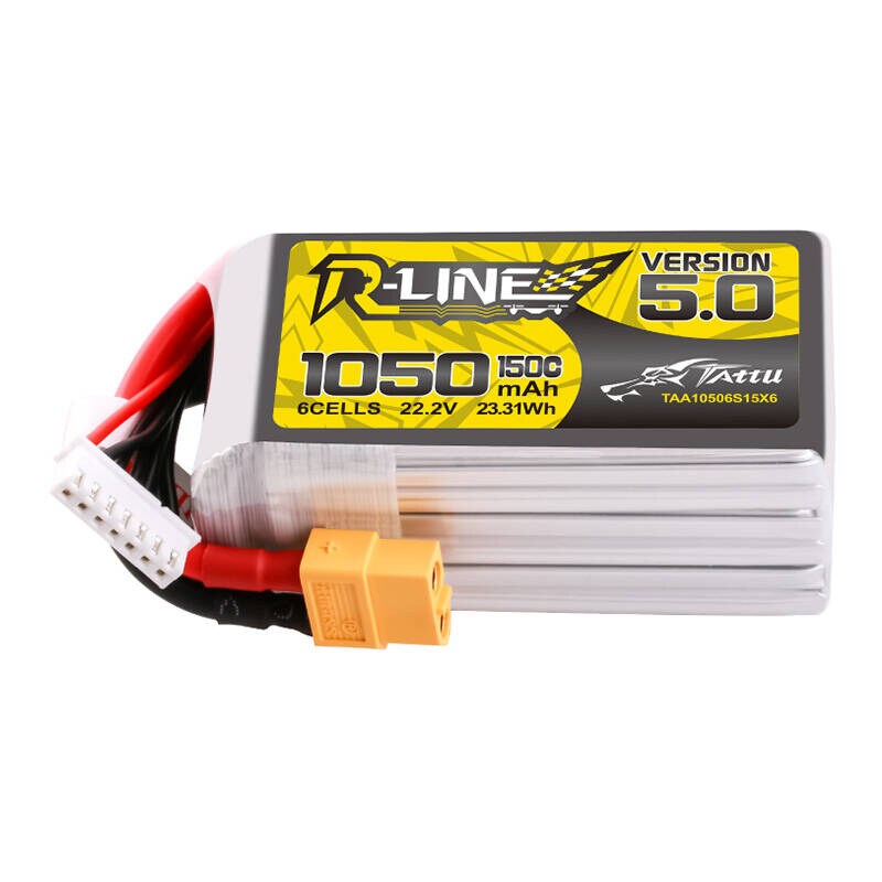 Tattu R-Line 5.0 1050mAh 22.2V 6S 150C XT60 Plug-batteri