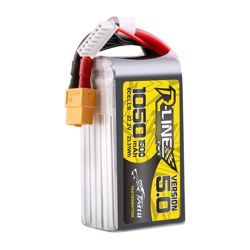 Tattu R-Line 5.0 1050mAh 22.2V 6S 150C XT60 Plug-batteri