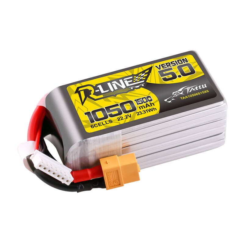 Tattu R-Line 5.0 1050mAh 22.2V 6S 150C XT60 Plug-batteri