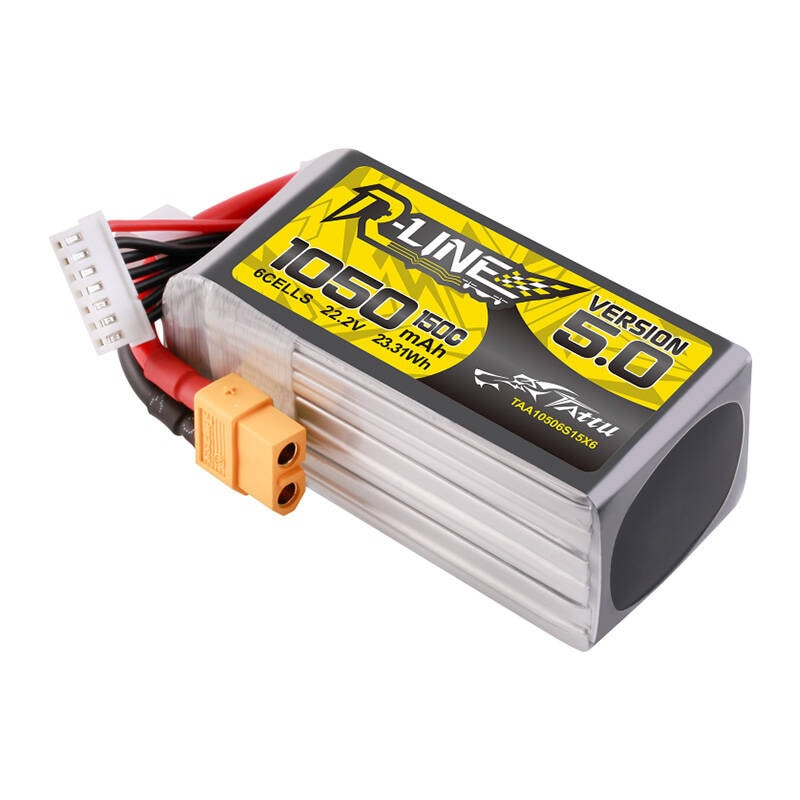 Tattu R-Line 5.0 1050mAh 22.2V 6S 150C XT60 Plug-batteri