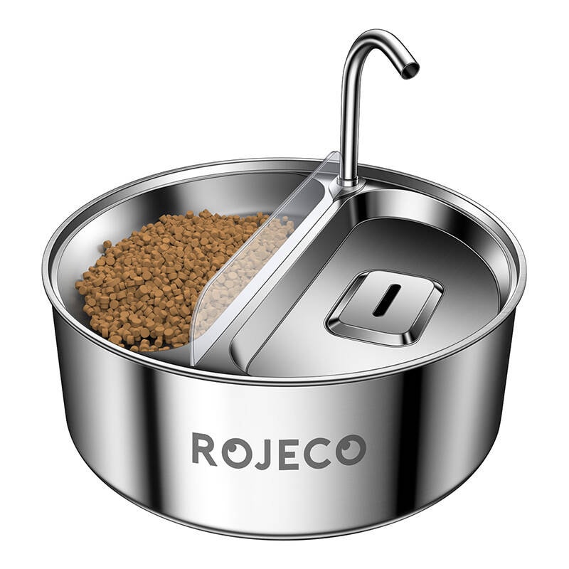 Vannfontene og materen i rustfritt stål for kjæledyr 2in1 3.2l Rojeco