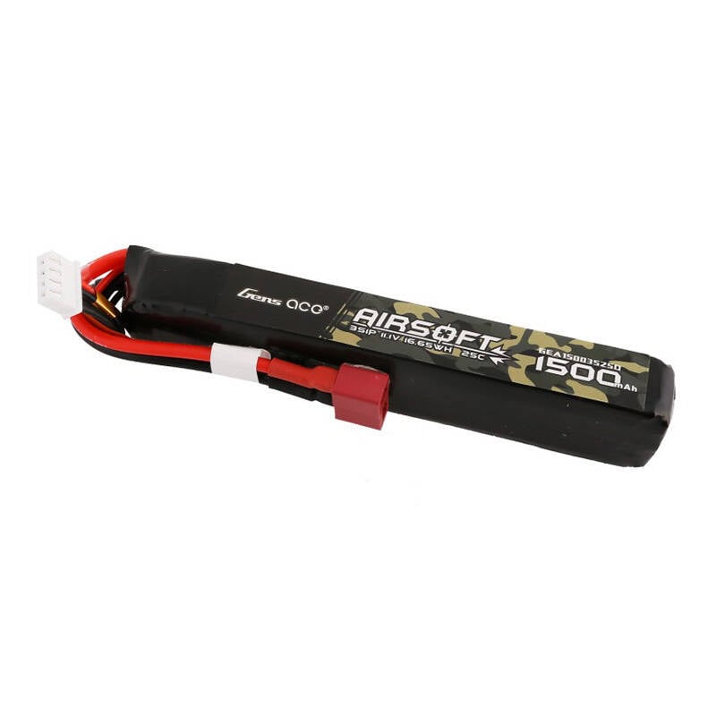 Gens ace 25C 1500mAh 3S1P 11.1V Airsoft Gun Lipo-batteri med T-plugg