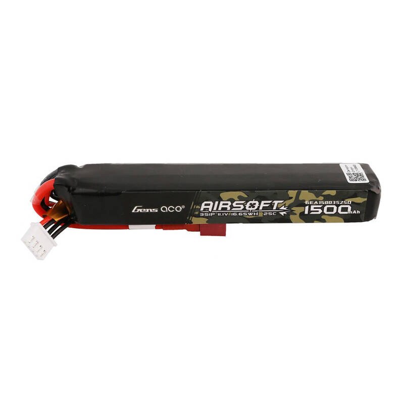 Gens ace 25C 1500mAh 3S1P 11.1V Airsoft Gun Lipo-batteri med T-plugg