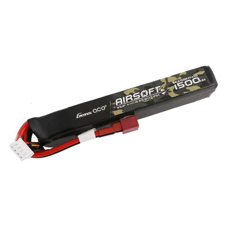 Gens ace 25C 1500mAh 3S1P 11.1V Airsoft Gun Lipo-batteri med T-plugg
