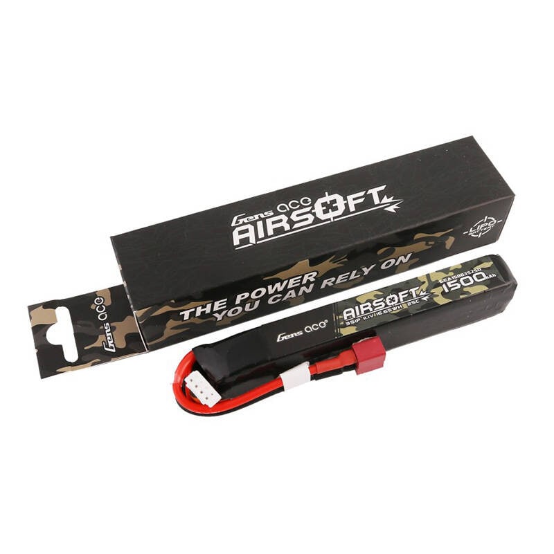 Gens ace 25C 1500mAh 3S1P 11.1V Airsoft Gun Lipo-batteri med T-plugg