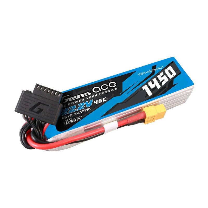 Gens Ace G-Tech 1450 mAh 22,2 V 45C 6S1P Lipo-batteripakke med XT60-plugg