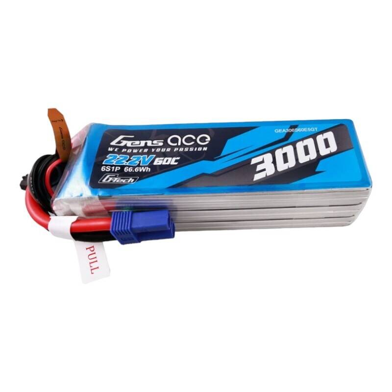 Gens ace G-Tech 3000 mAh 22,2 V 60C 6S1P Lipo-batteripakke med EC5-plugg