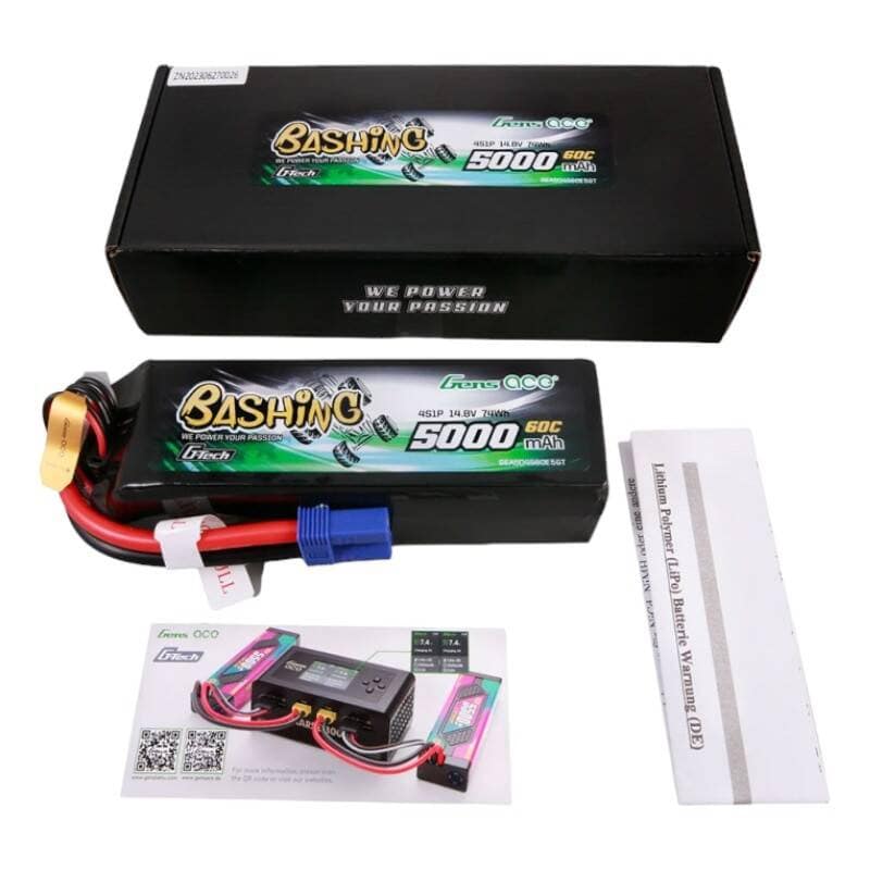 Gens ace G-Tech 5000 mAh 14,8 V 4S1P 60C Lipo-batteripakke med EC5 Plug-Bashing-serie