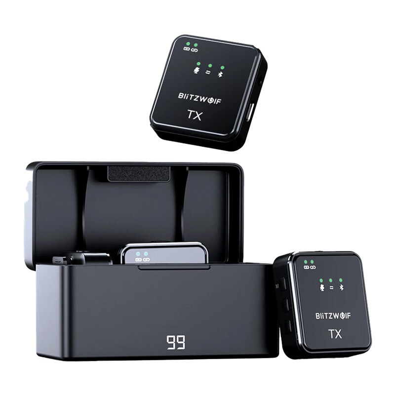 BlitzWolf trådløs mikrofon, BW-SX63, 1000 mAh (svart)