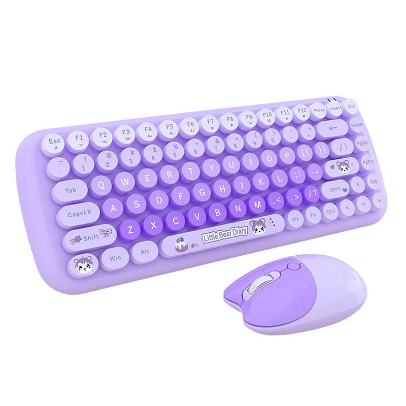 MOFII Candy Nytt 2.4G trådløst tastatur + musesett (lilla)