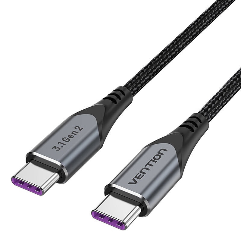 USB-C til USB-C 100W Vention TAHHF 5A 1m USB 3.1 Gen2 4k-kabel (grå)