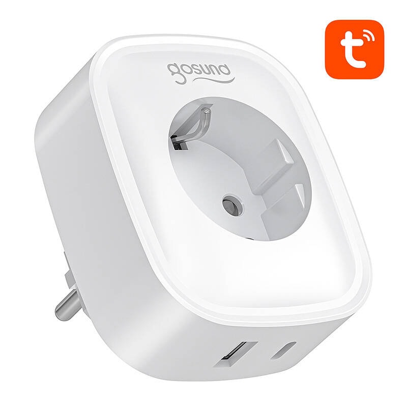 Gosund SP6 Smart WiFi/Bluetooth-kontakt 16A med USB-C PD 20W og strømmåling