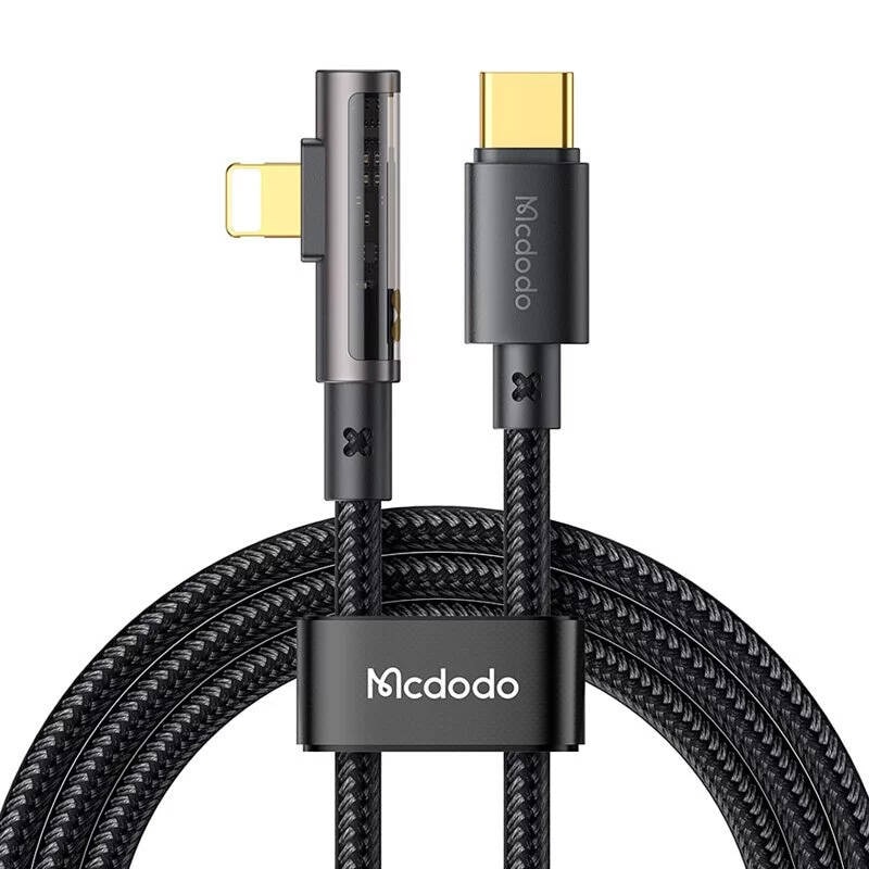 McDodo CA-3390 36W 1,2 m USB-C til Lightning-vinkelkabel (svart)