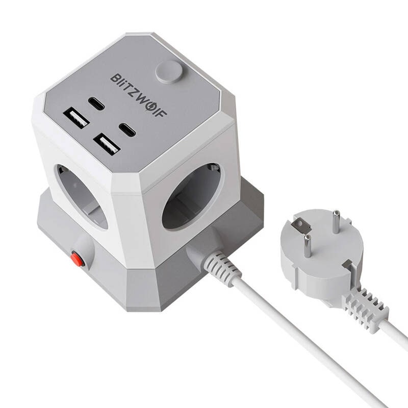 BlitzWolf BW-EC1 4xAC 2xUSB-A 2xUSB-C-forlenger