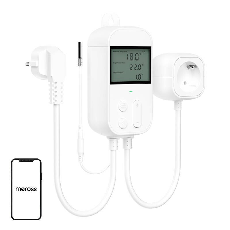 Stikontakttermostat med temperaturregulator Meross MTS960HK (HomeKit)