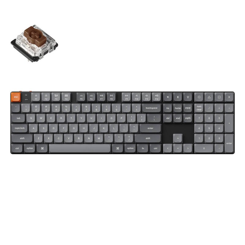 Keychron K5 Max LED trådløst mekanisk tastatur, lav profil, brun bryter (svart) [K5M-A3].