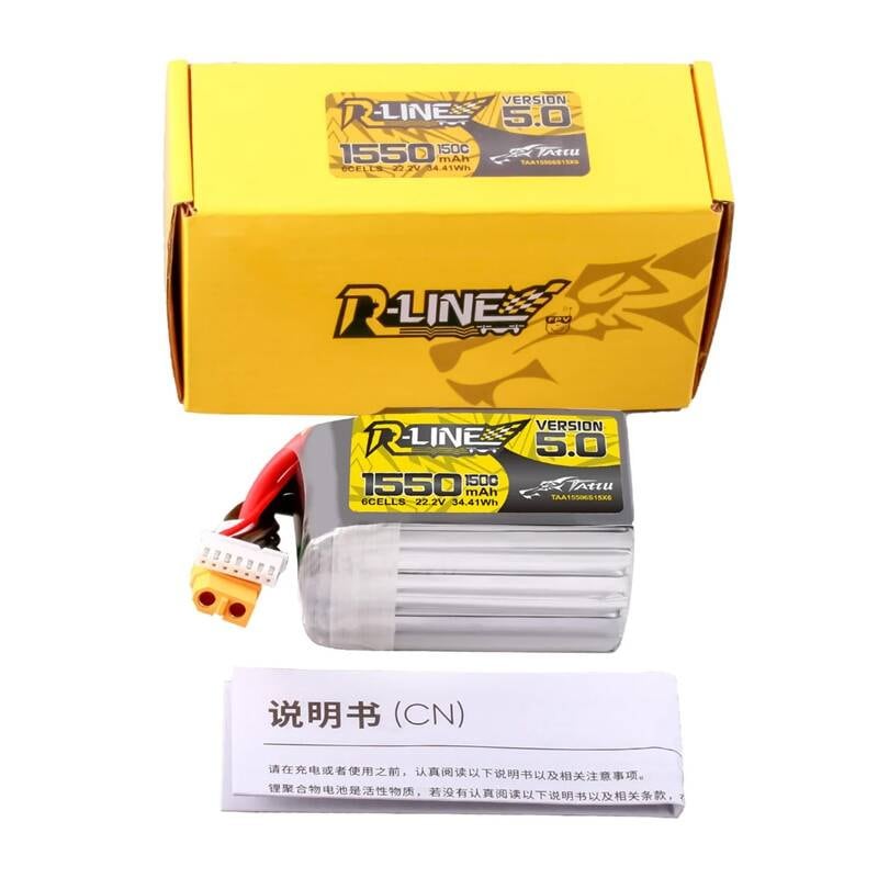 Lipo Tattu R-Line versjon 5.0 1550 mAh 22,2 V 150C 6S-batteri med XT60-kontakt