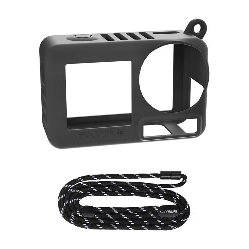 Sunnylife OA5-BHT885-D silikon etui med stropp for ACTION 5 PRO (svart)
