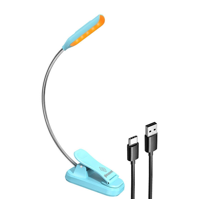 Trådløs lampe Glocusent mini GLCSNTBL103B klipsbar boklampe, USB-C blå