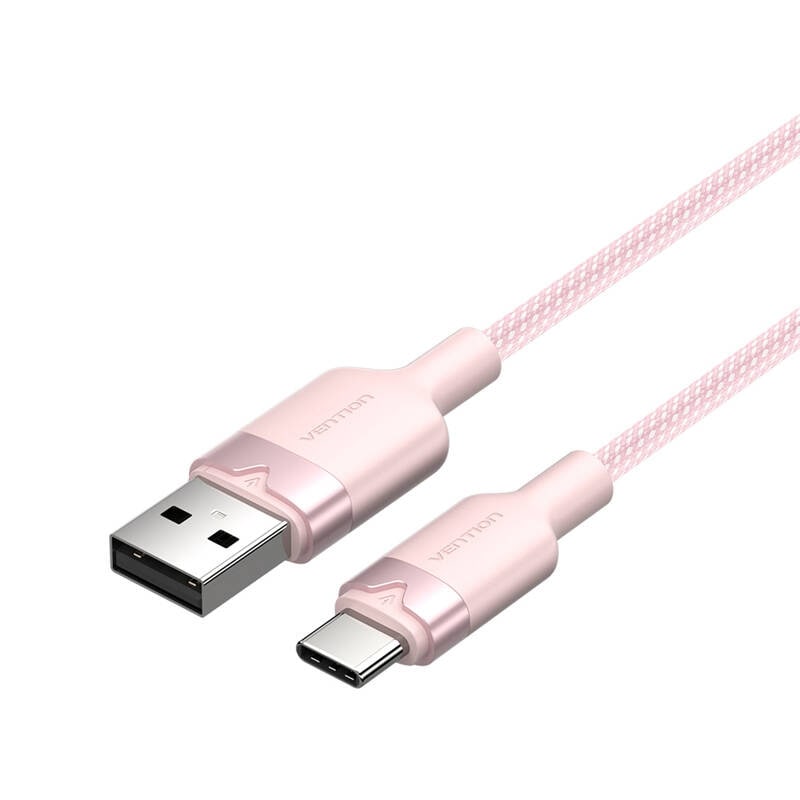 USB 2.0 A til USB-C 3A Vention CTNPF 1M-kabel (rosa)