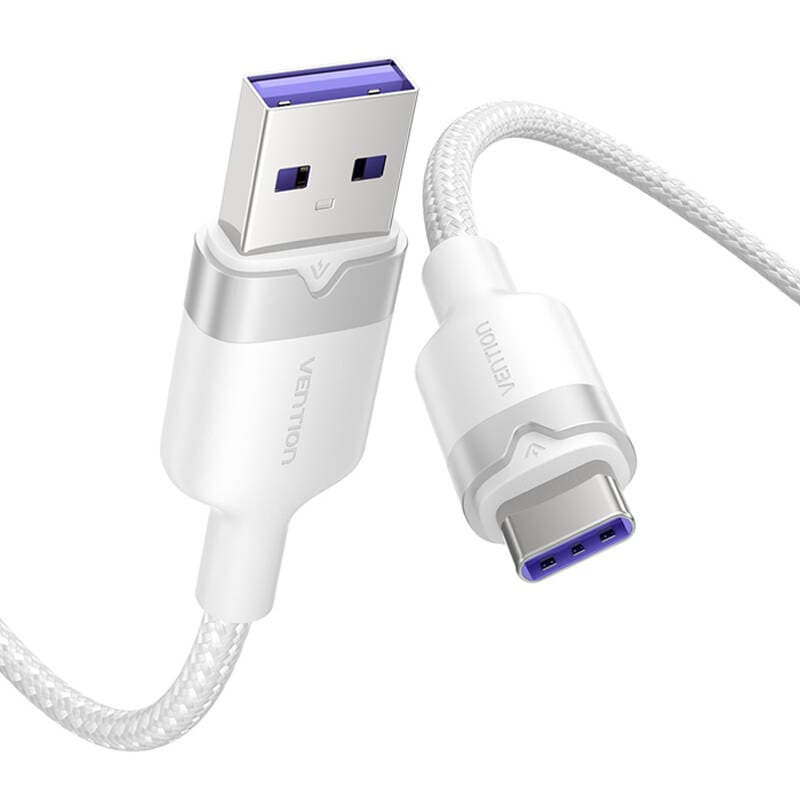 USB 2.0 A til USB-C 6A Vention CTOWF 1M kabel (hvit)
