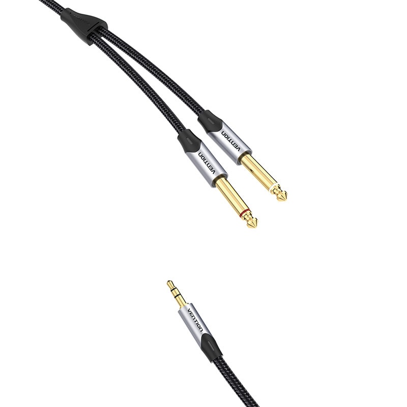 Lydkabel minijack 3,5 mm til 2x jack 6,35 mm hann Vention BARHK 8 m