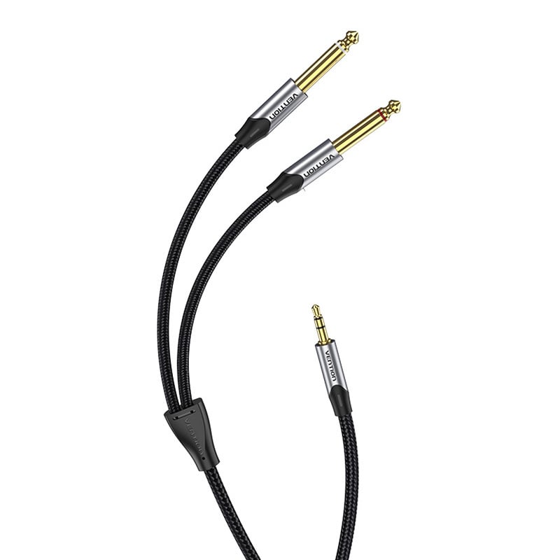 Lydkabel minijack 3,5 mm til 2x jack 6,35 mm hann Vention BARHL 10 m
