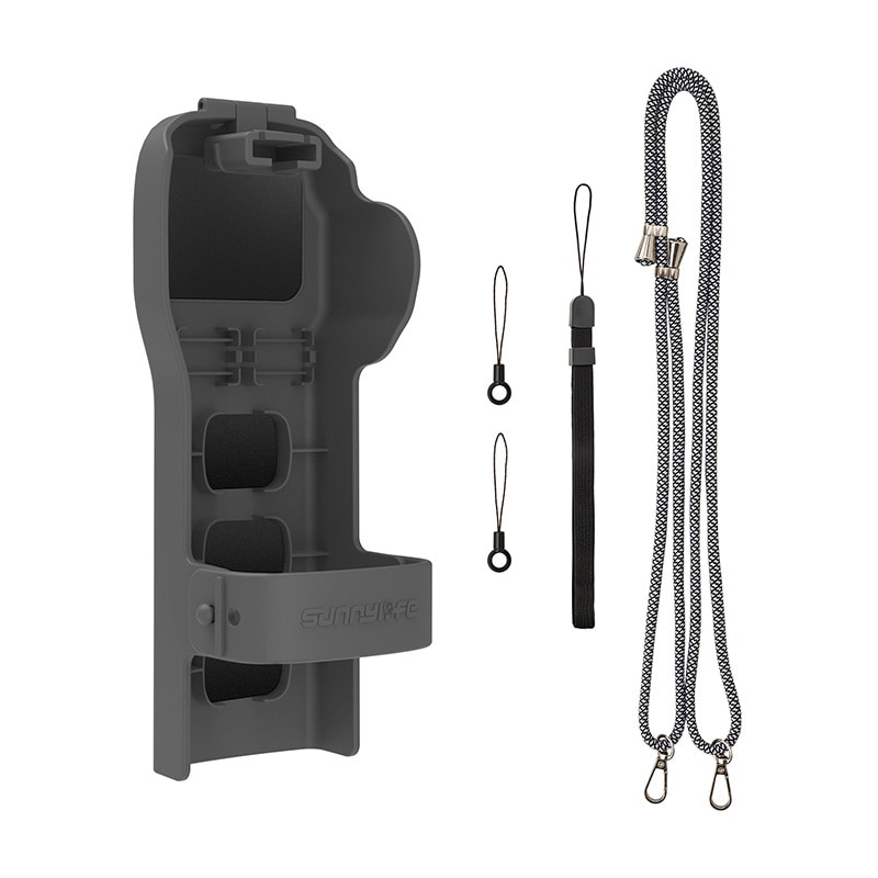 Sunnylife beskyttelsesveske med stropp og nøkkelbånd for Osmo Pocket 3 (grå)