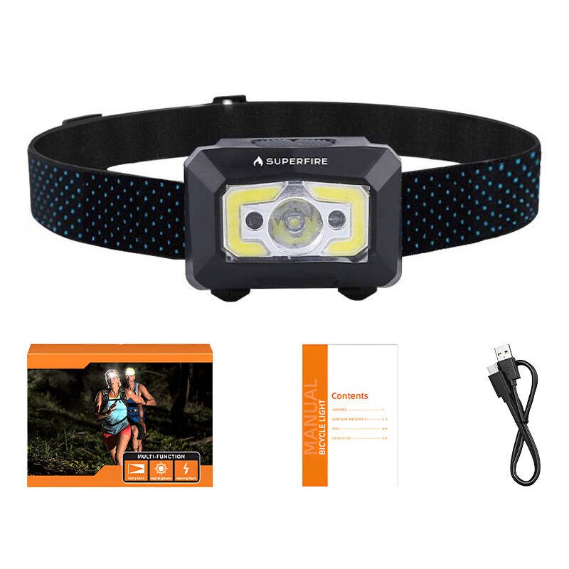 Superfire X30 hodelykt, 340 lm, USB, 5 moduser, 130 m