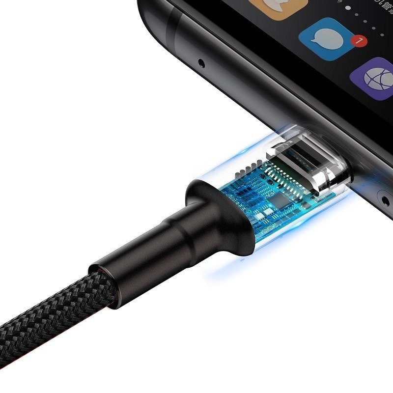 Baseus Cafule USB-C-kabel Huawei SuperCharge, QC 3.0, 5A 1m (svart+grå)