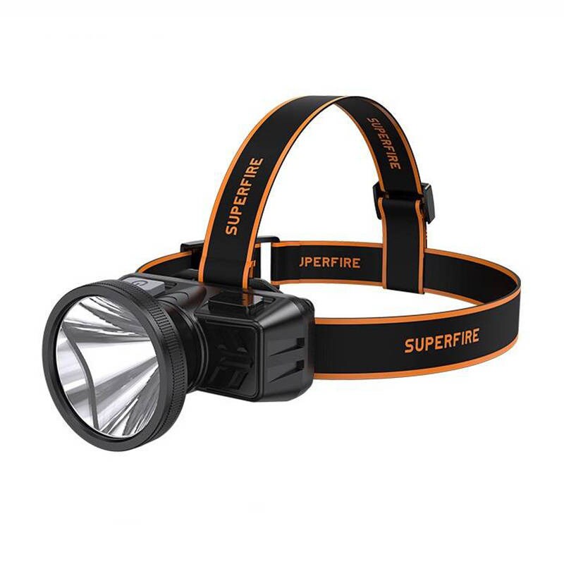 Superfire HL51 hodelykt lommelykt, 160 lm, mikro-USB, 4 moduser, 300 m