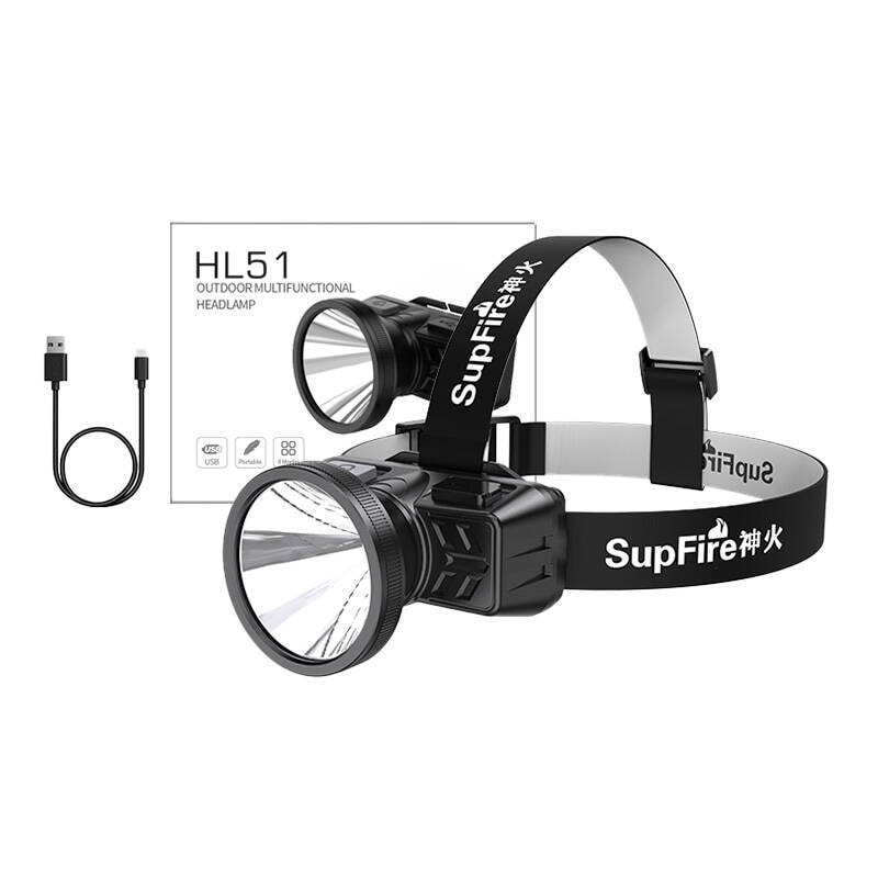 Superfire HL51 hodelykt, 160 lm, mikro-USB, 4 moduser, 300 m
