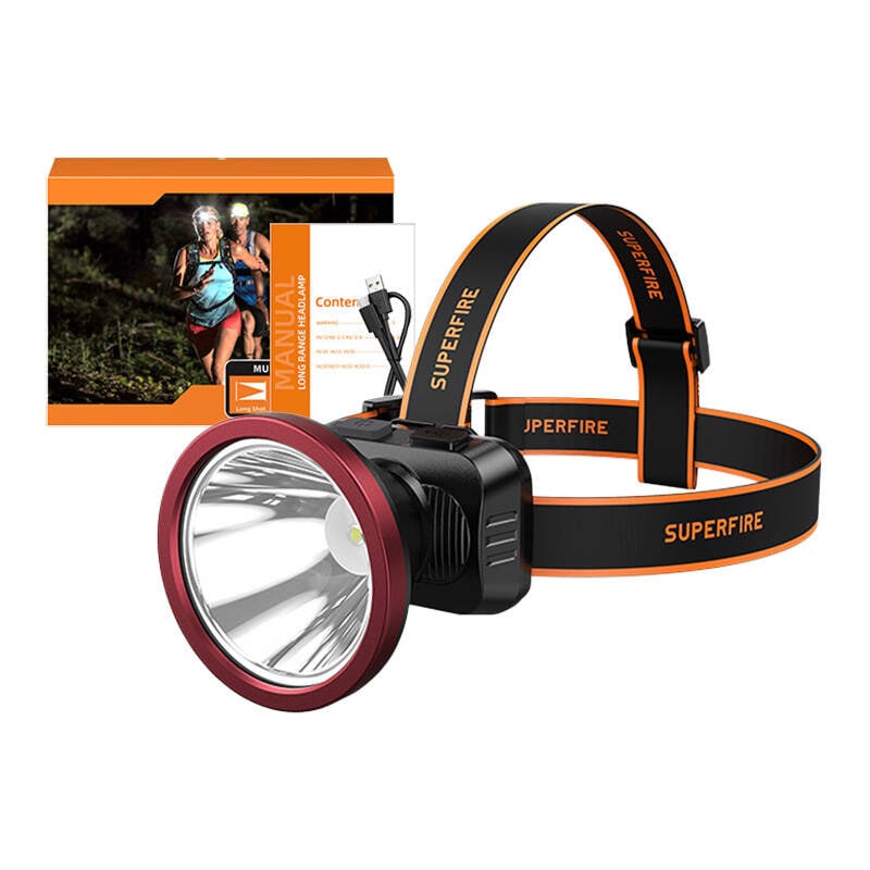 Superfire HL52 hodelykt lommelykt, 200 lm, USB, 350 m, 3 moduser