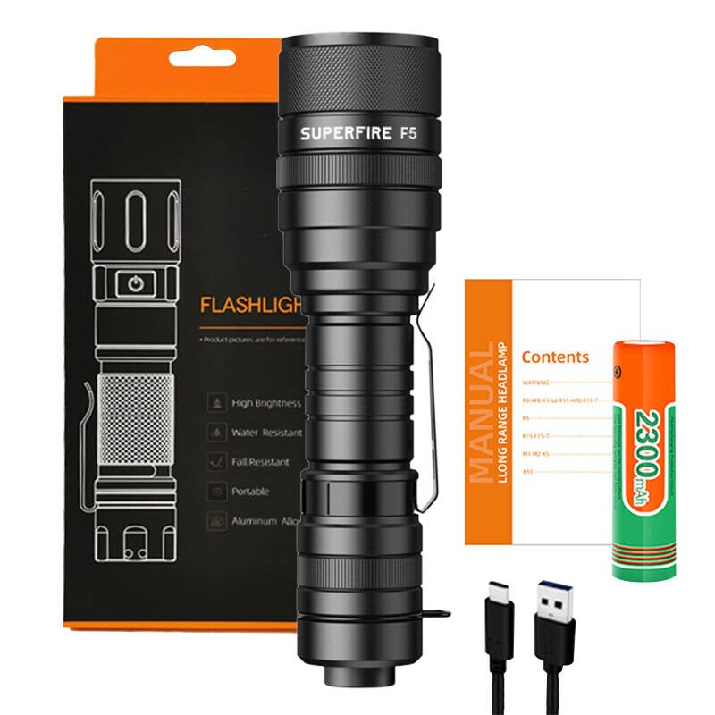 Lommelykt Superfire F5, 1100lm, USB