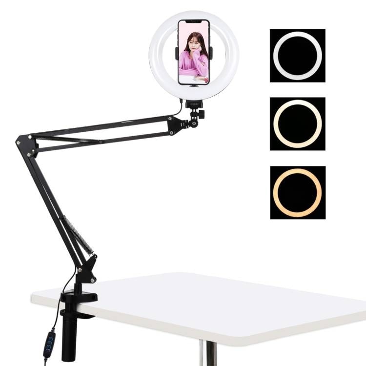 Stativ for skrivebordsarm Puluz med 20 cm LED Vlogging Ring PKT3089B