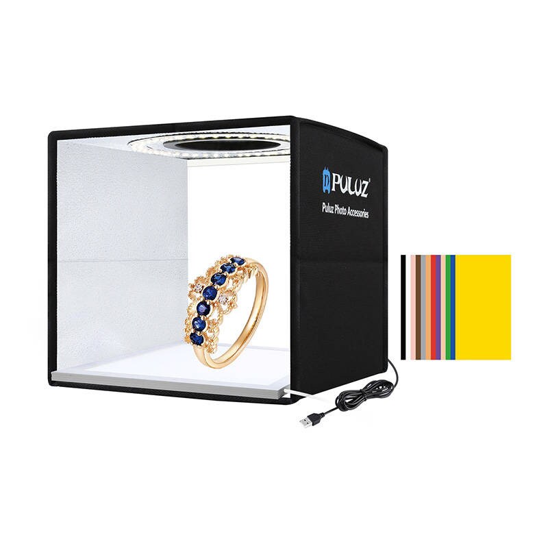 Puluz PKT3101B 25 cm skyggeløst telt + LED-matte