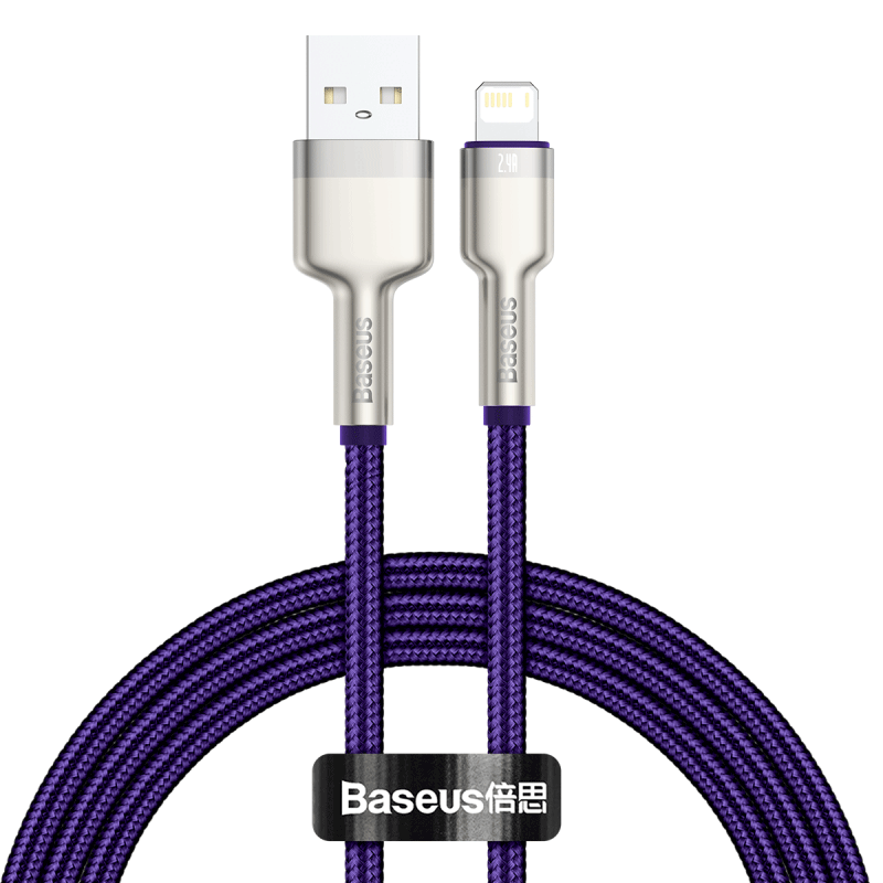 USB-kabel for Lightning Baseus Cafule, 2,4A, 1m (lilla)