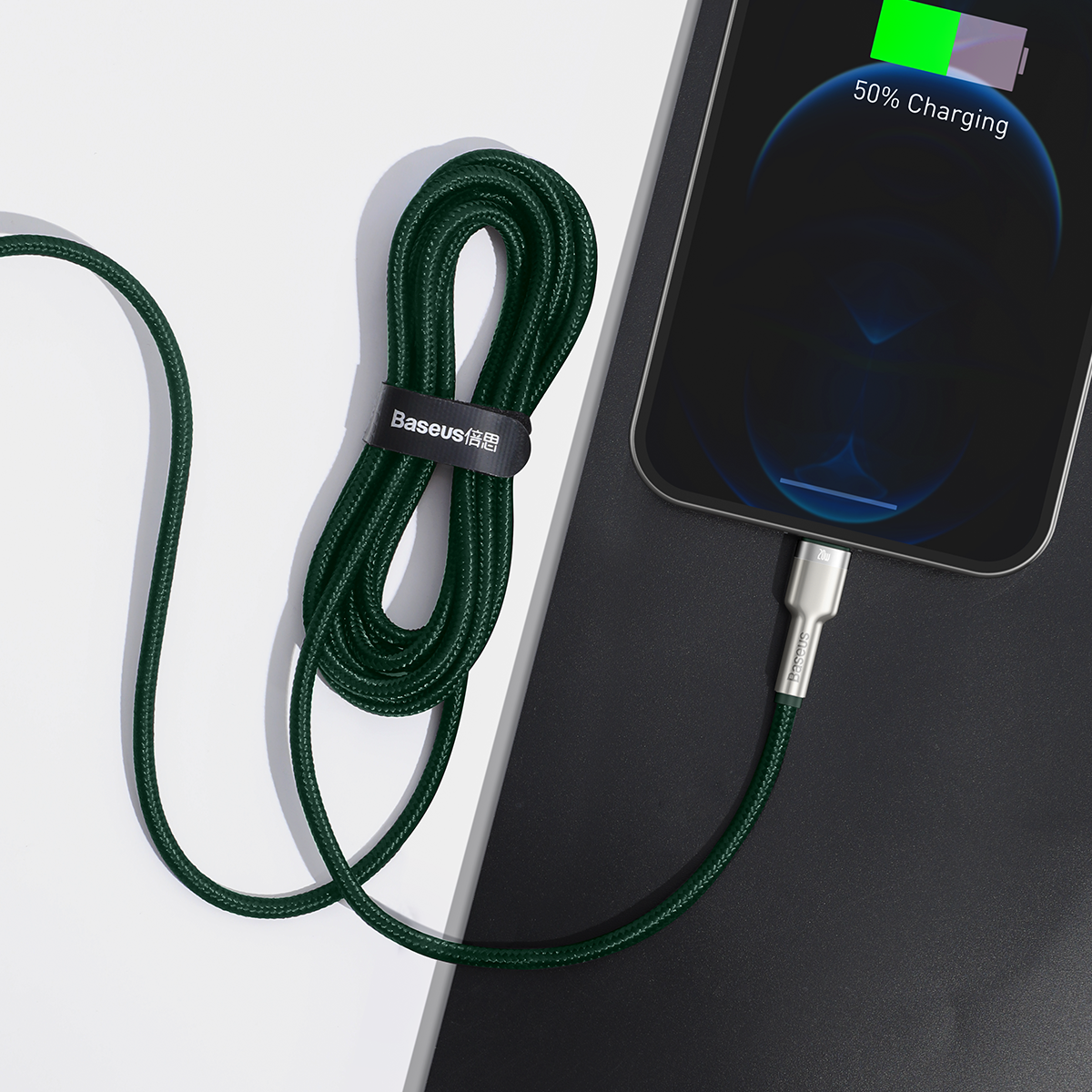 Baseus USB-C-kabel for Lightning 2 m (grønn)