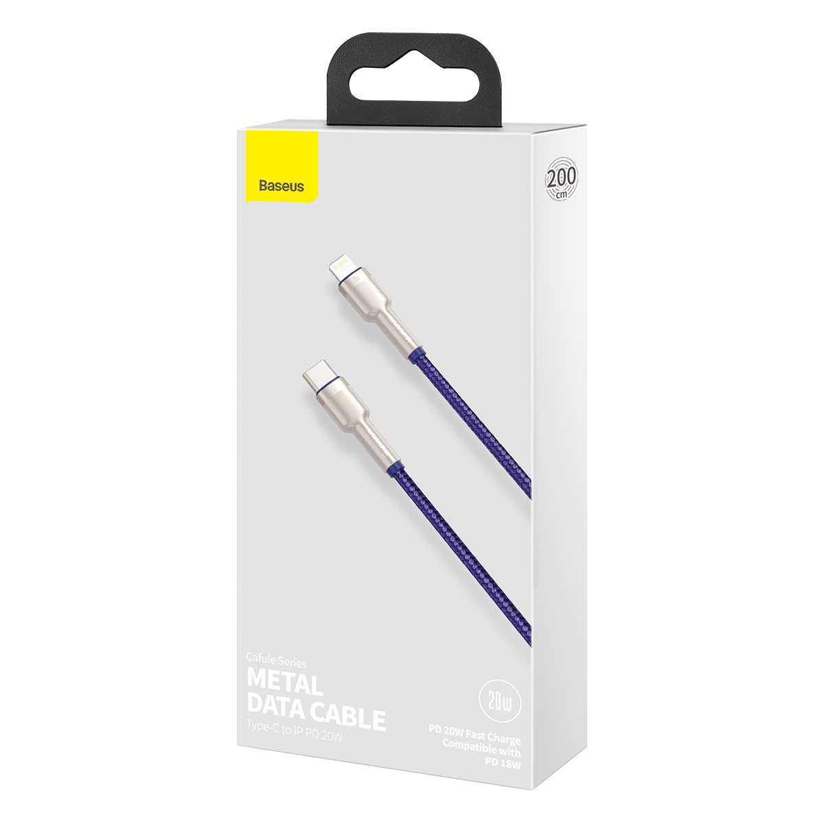 Baseus Cafule Series USB-C-kabel for Lightning, 20 W, 2 m (lilla)