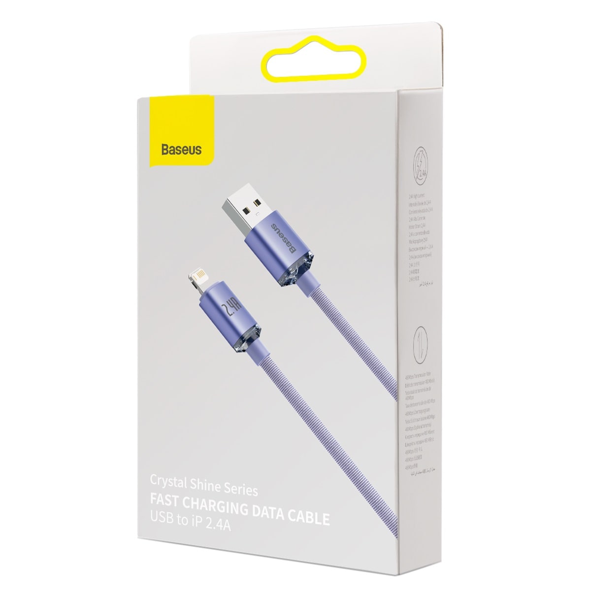 Baseus Crystal Shine-kabel USB til Lightning, 2,4 A, 1,2 m (lilla)