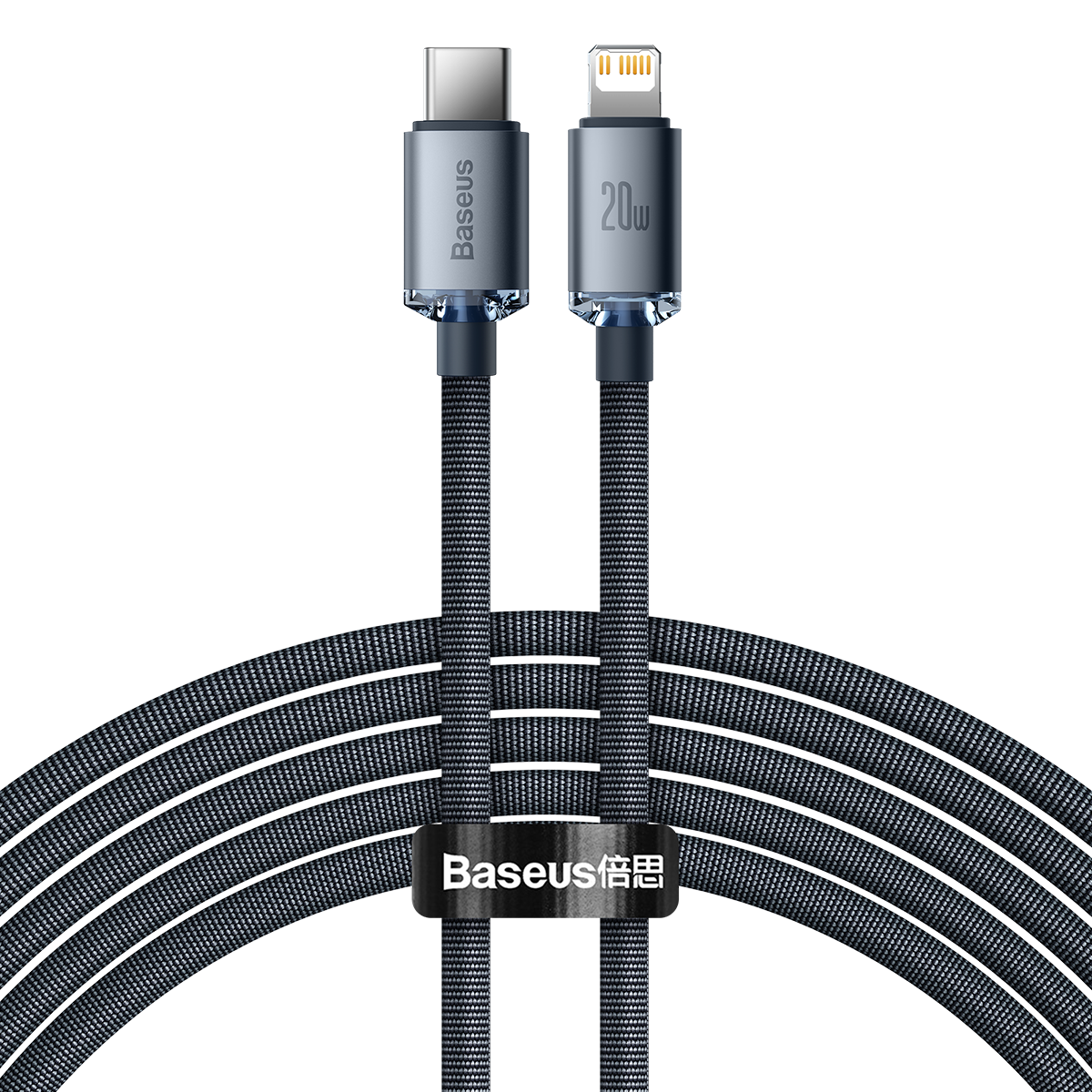 Baseus Crystal Shine-kabel USB-C til Lightning, 20 W, PD, 2 m (svart)