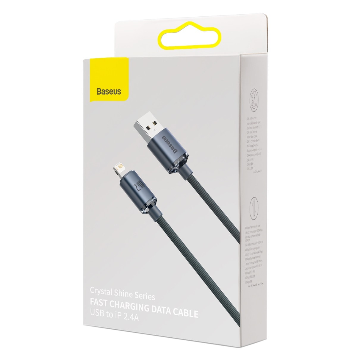 Baseus Crystal Shine-kabel USB til Lightning, 2,4 A, 2 m (svart)
