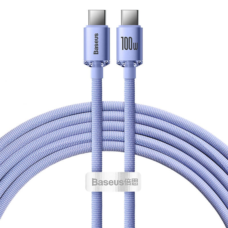 Baseus Crystal Shine-kabel USB-C til USB-C, 100 W, 2 m (lilla)