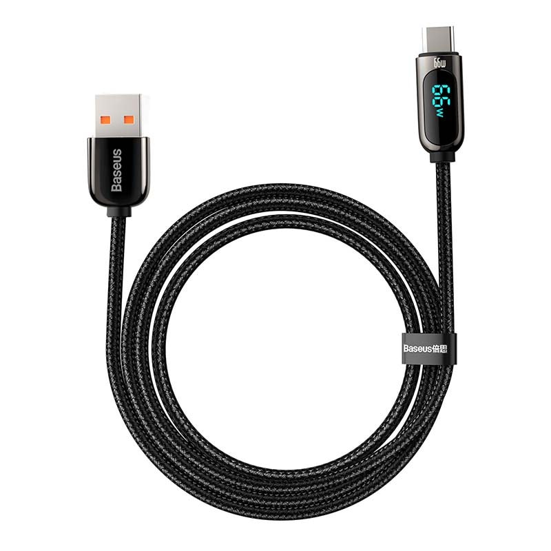 Baseus Skjermkabel USB til Type-C, 66 W, 2 m (svart)