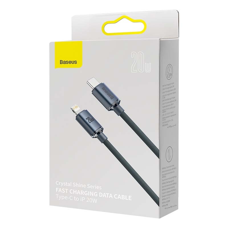Baseus Crystal-kabel USB-C til Lightning, 20 W, PD, 1,2 m (svart)