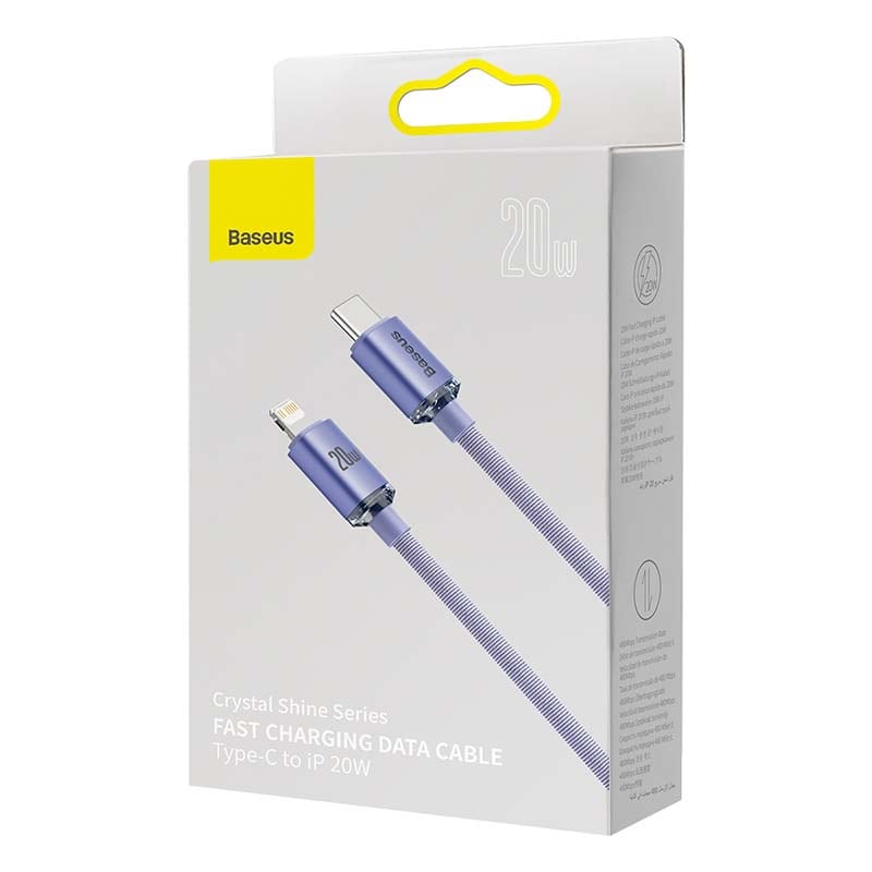 Baseus Krystallkabel USB-C til Lightning, 20 W, PD, 2 m (fiolett)